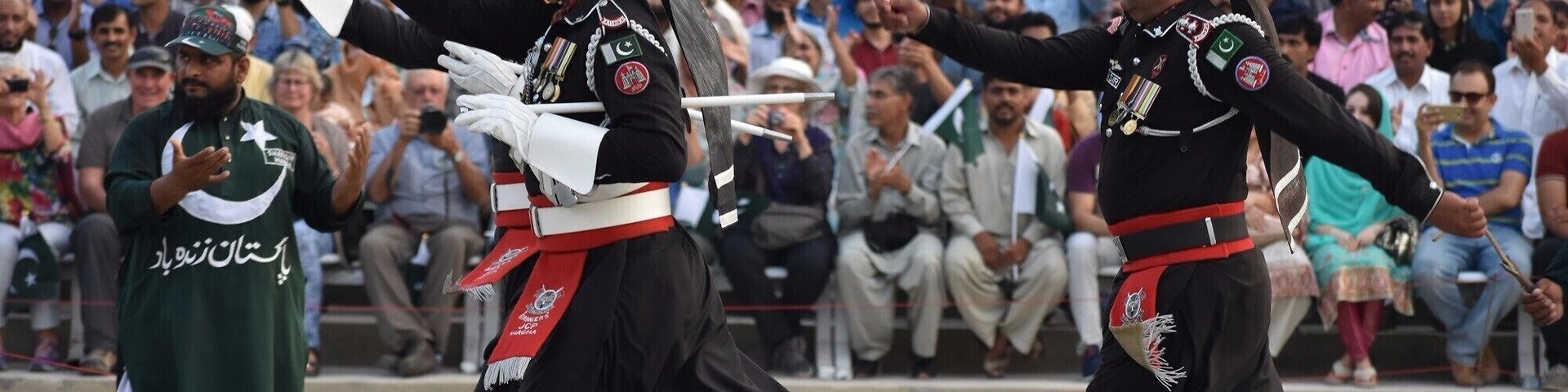 The Wagah border ceremony and retreat is unlike anything I have seen. Pakistanis sit on one side and Indians on the other. We were surrounded by cheering and loud Pakistani patriotic music. Here are my ceremony photos.Check out the high kicks.