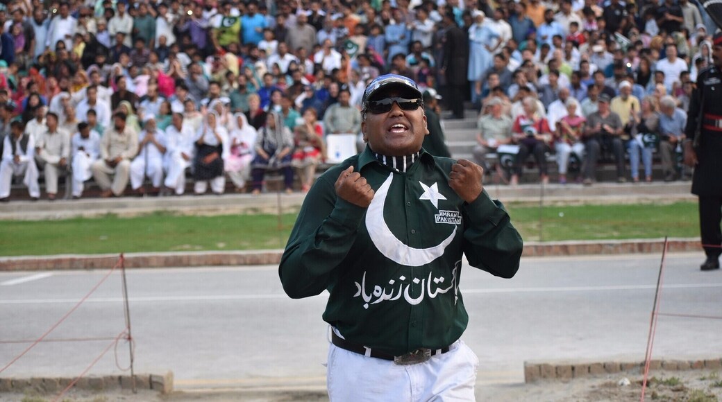 The Wagah border ceremony and retreat is unlike anything I have seen. Pakistanis sit on one side and Indians on the other. We were surrounded by cheering and loud Pakistani patriotic music. Here are my ceremony photos. Yes, we had a cheerleader.