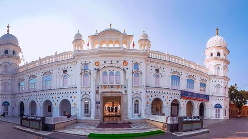 Nankana Sahib, Punjab, Pakistan - April, 12, 2020: The Sarovar (Holiest Pool), Gurdwara Janamasthan Guru Nanak Dev Ji, located at Nankana Sahib District.