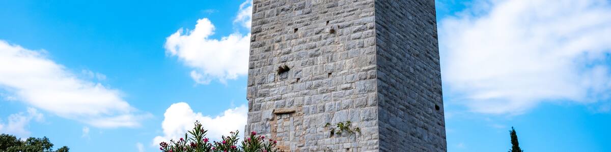 historical medieval tower in provencal village in South of France
