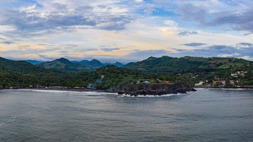Aerial view of sea waves and fantastic Rocky coast, El Salvador