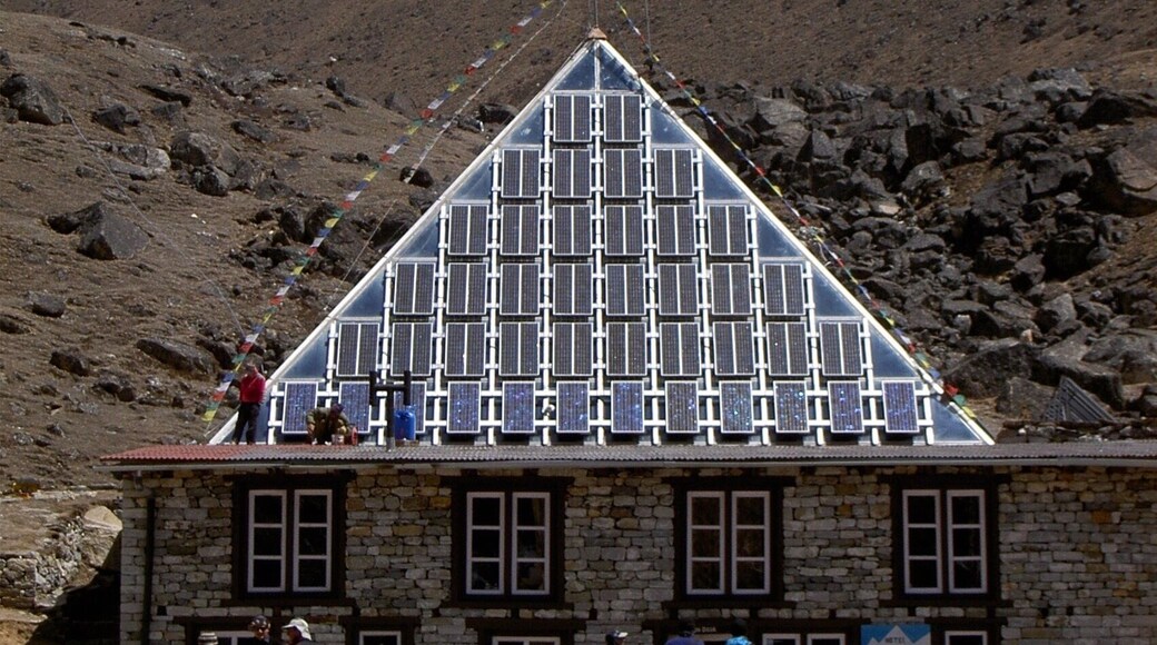 This is the Pyramid International Laboratory/Observatory high altitude scientific research centre at 16,568 ft in the Everest region, Solukumbhu, Nepal. I think it was initially an Italian venture but now is a multinational research lab into the environment and human physiology at altitude. Situated just a kilometre or so beyond Lobuche village it is perfectly located in the foreground of Pumori peak which means "daughter's peak" and was named by George Mallory the British mountaineer who wanted originally to name it Clare Peak after his daughter. #nepal #pumori #lobuche #pyramid