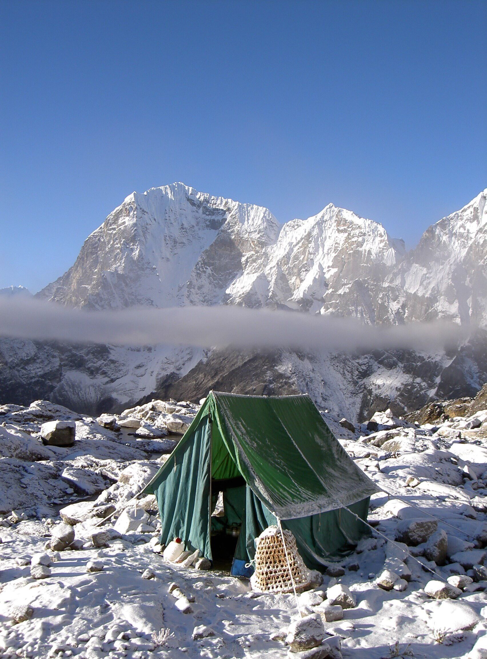 The morning of summit day, Lobuche East, Camp 1 morning brew up in the mess tent.