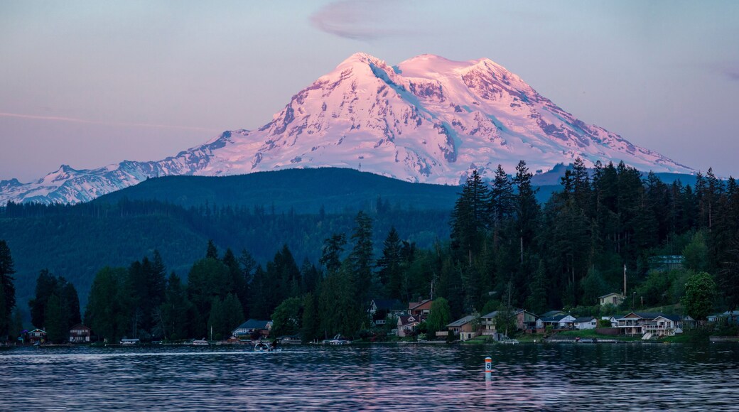Mt Rainier Sunset on Clear Lake