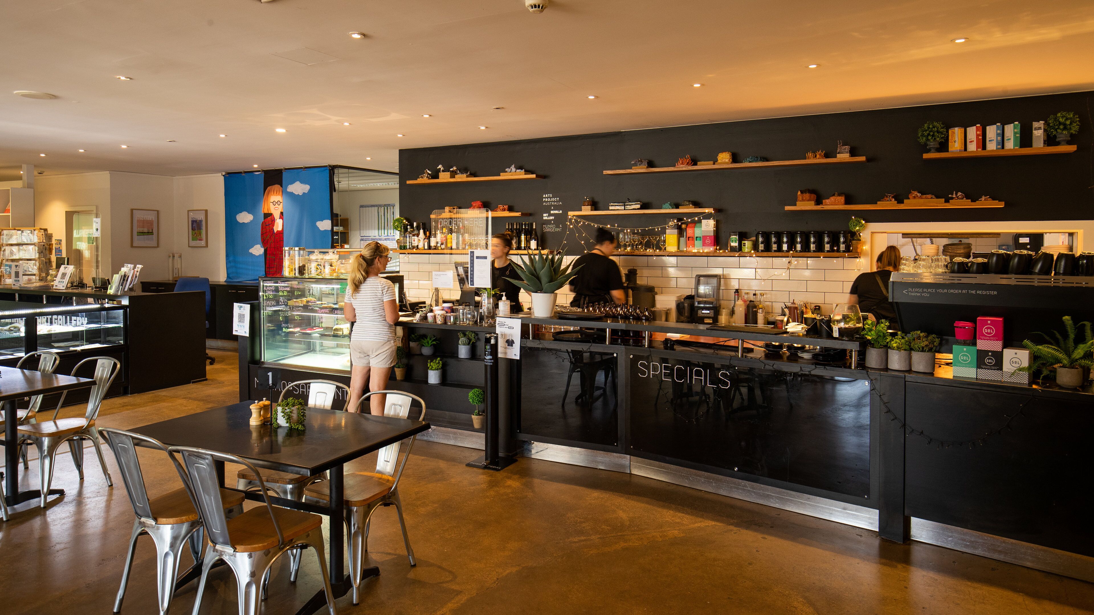 Benalla Art Gallery featuring cafe lifestyle and interior views