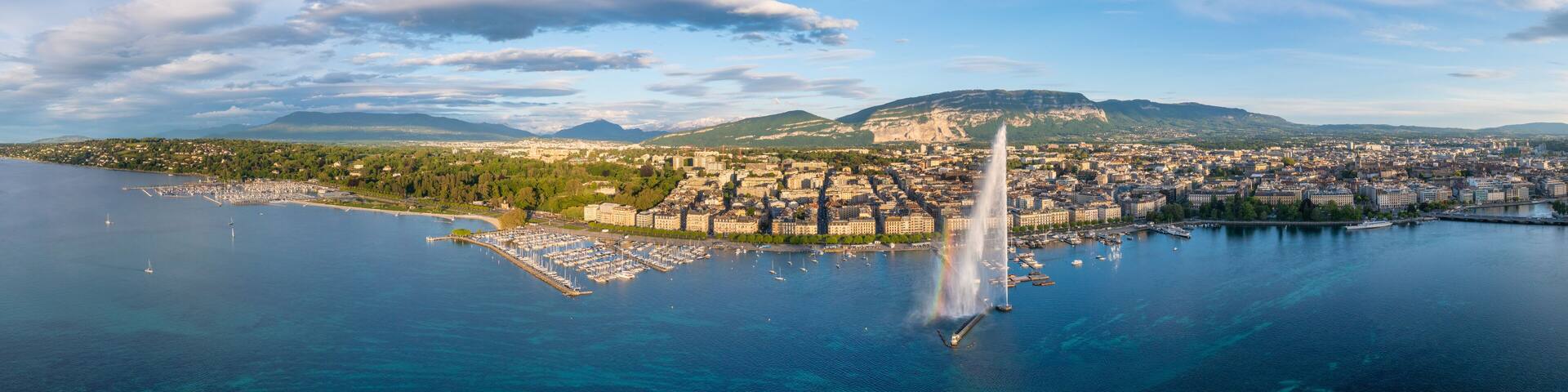 Aerial view of Geneva city in Switzerland