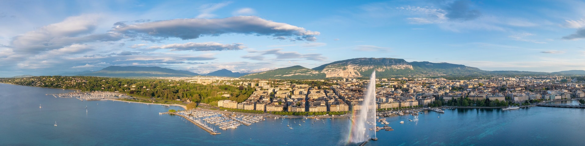 Aerial view of Geneva city in Switzerland