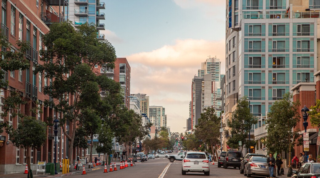 East Village which includes a city and a sunset