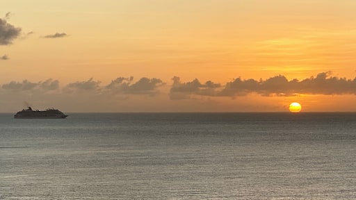 View from the Sky Lounge atop the Westin Cozumel, Mexico. Sunsets here take on multiple vibrant hues of color as night approaches.