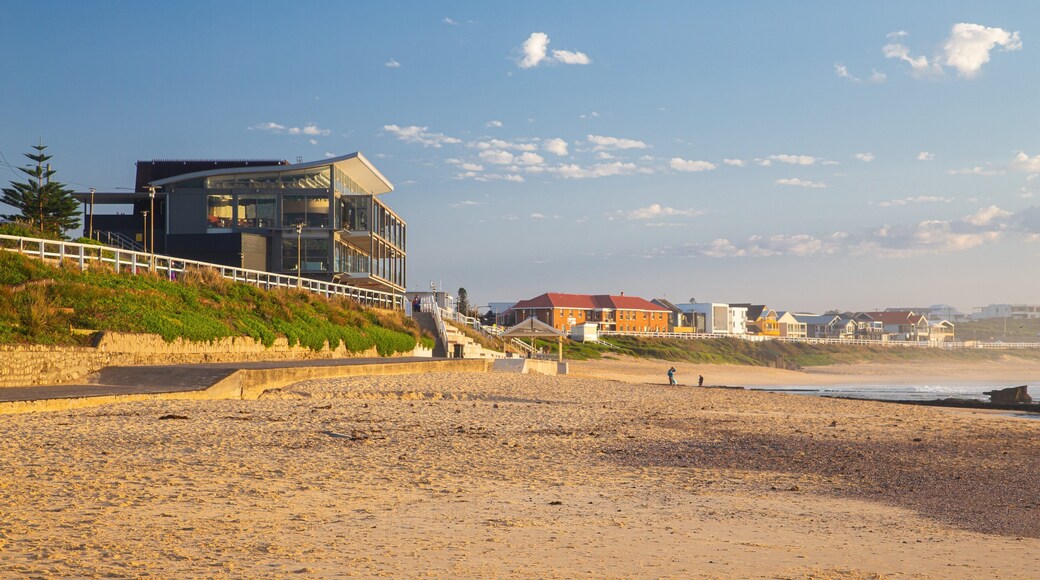 Merewether Beach featuring a coastal town, a beach and general coastal views