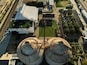 Aerial view of the Magnolia Silos in Waco, Texas USA