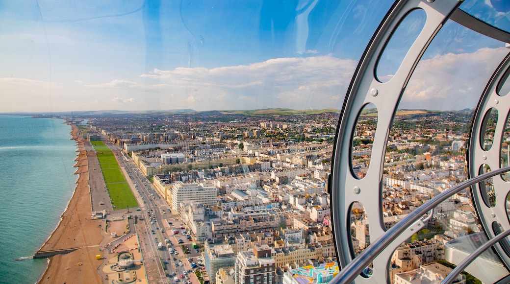 British Airways i360 which includes views, interior views and a coastal town