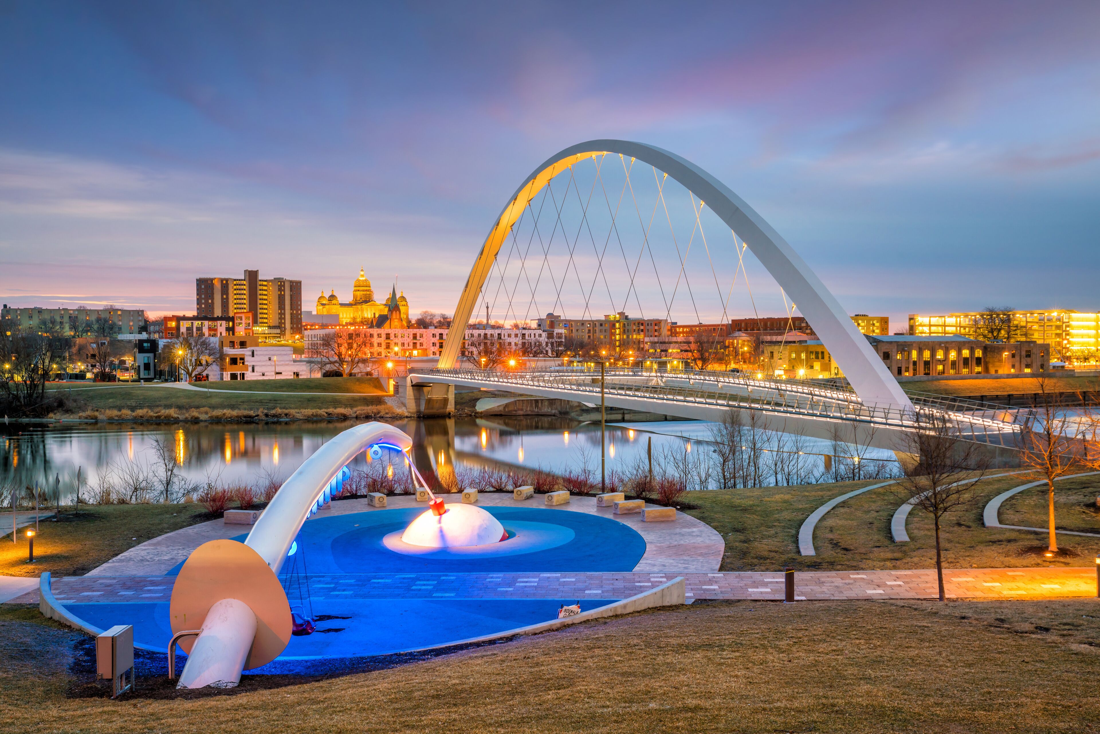 Des Moines Iowa skyline in USA