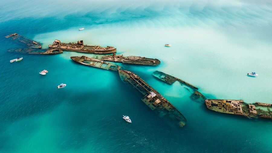 Tangalooma wrecks - aerial view