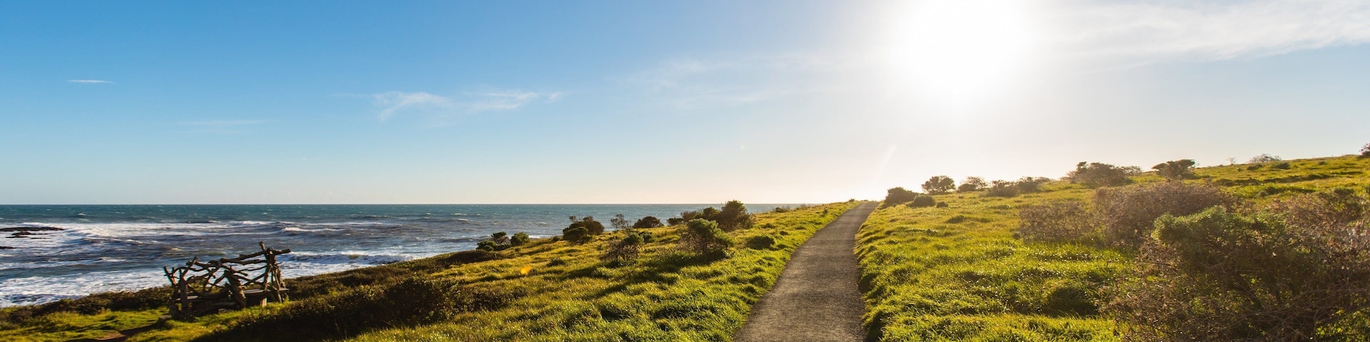 Fiscalini Ranch Preserve which includes general coastal views, tranquil scenes and a sunset