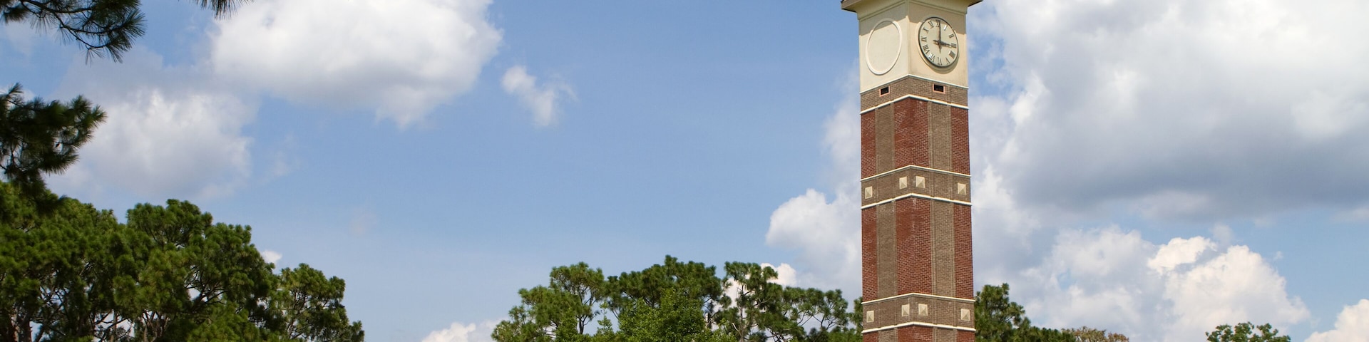 Bell tower at Pensacola State College campus, a public education learning college located in Pensacola, Florida., Shutterstock ID 148540667, Purchase Order: SP-1891 Wave 0, Client/Licensee: Hotels.com