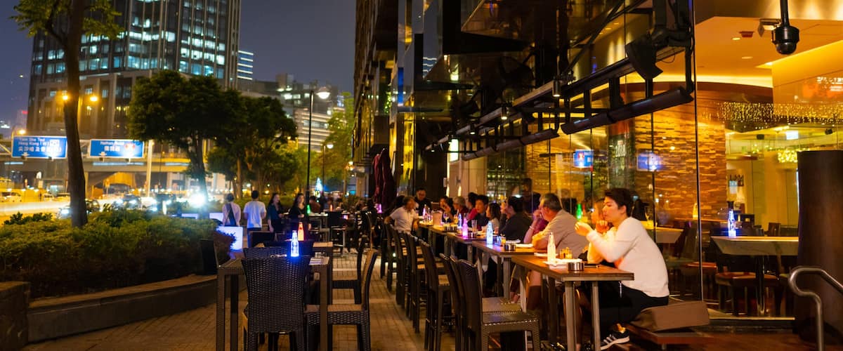 Hong Kong SAR featuring night scenes, a city and outdoor eating