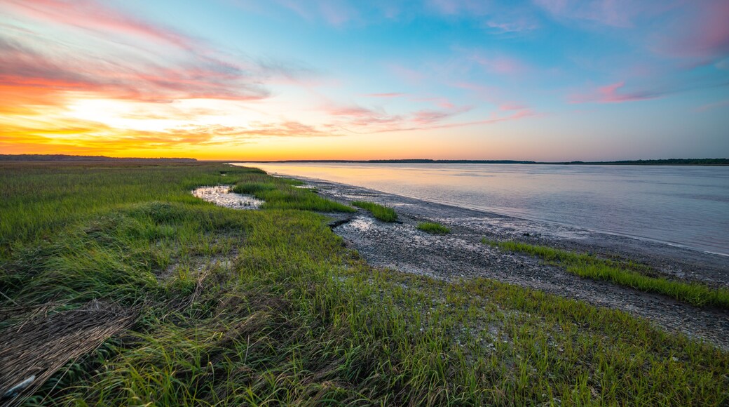Sunset by the broad river