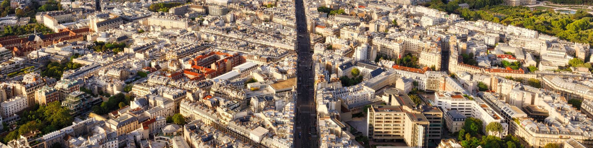 View of the Sixth and Seventh Arrondissement in Paris, France from above