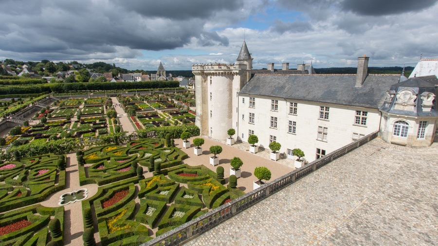 les jardins de Villandry, des jardins dans le style de la Renaissance dans la vallée de la Loire en Touraine , célèbre château de la Loire en France