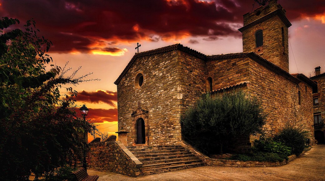 Saint Mary Church in Santa Maria d'Oló, Bages, Barcelona, Cataluña, Spain.