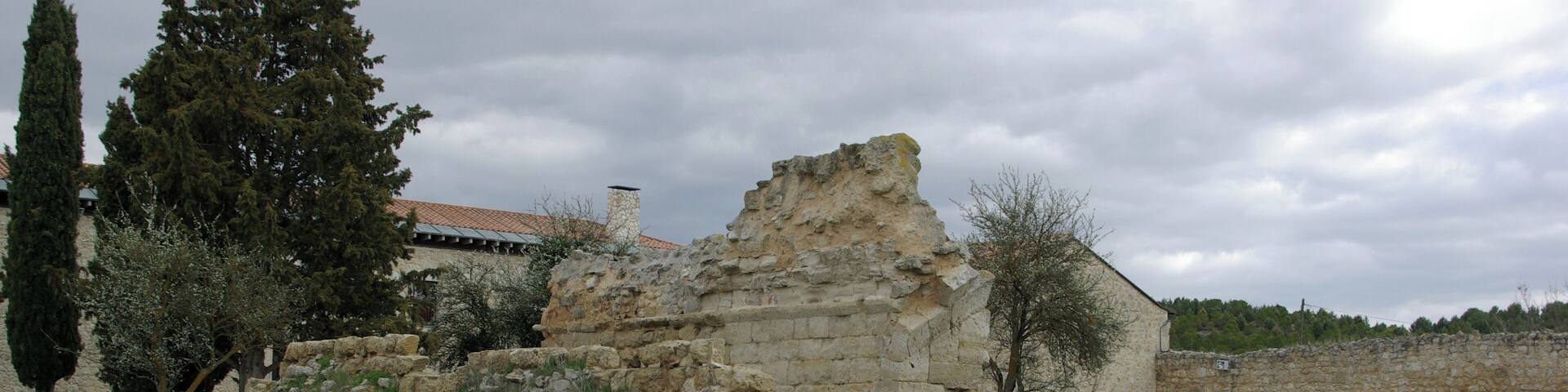 Cloister ruins of Saint Mary of Matallana monastery in Villalba de los Alcores (Valladolid, Spain).