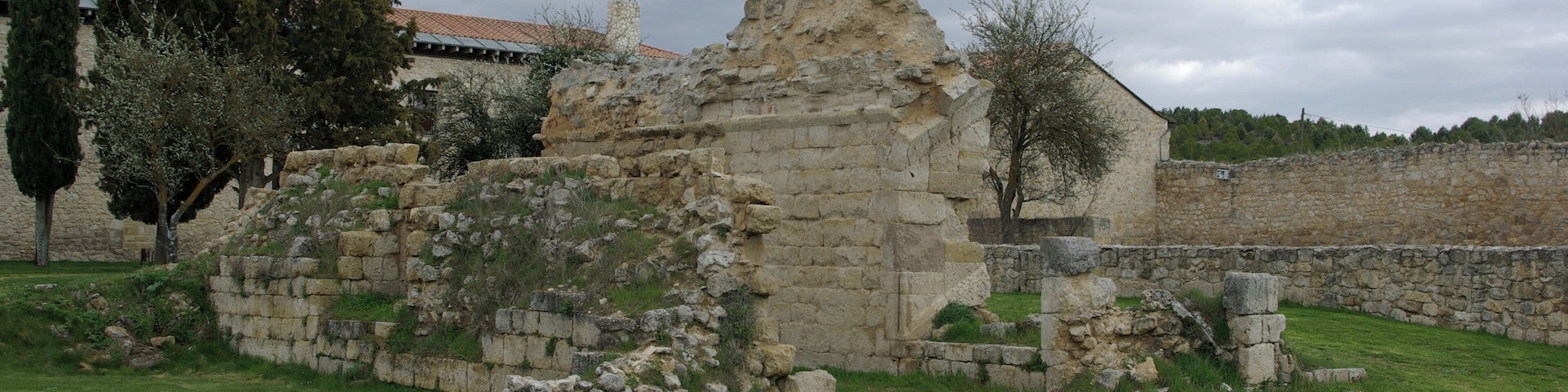 Cloister ruins of Saint Mary of Matallana monastery in Villalba de los Alcores (Valladolid, Spain).