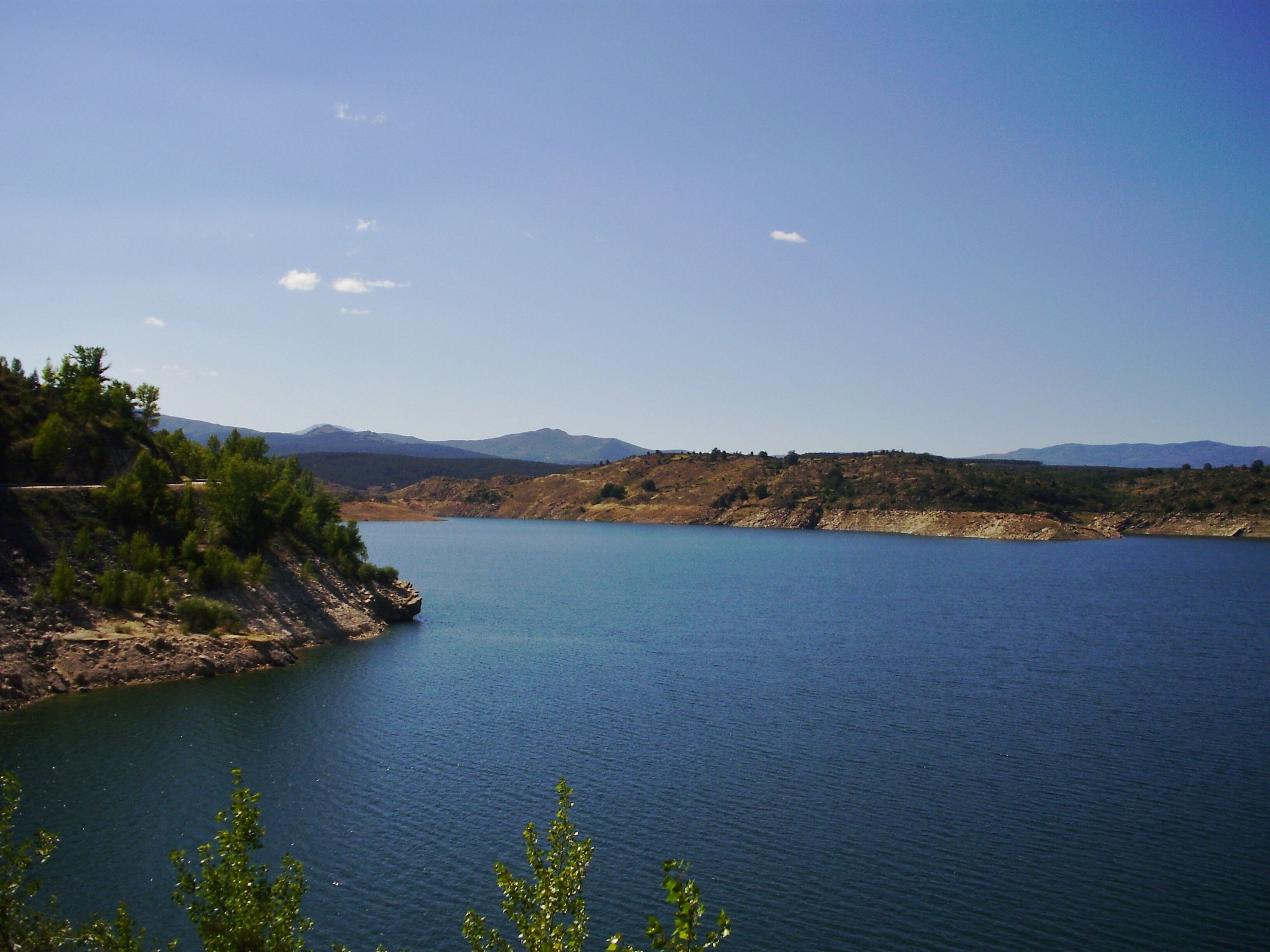 View the Alcorlo Reservoir, Guadalajara, Castile-La Mancha, Spain.