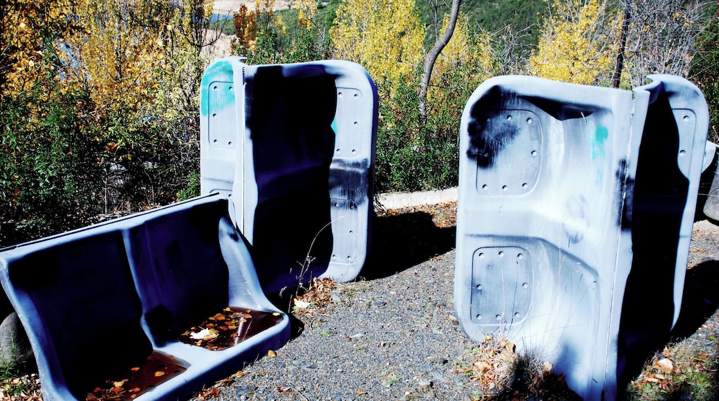 Signs of failed projects at the reservoir of El Atazar, Madrid.