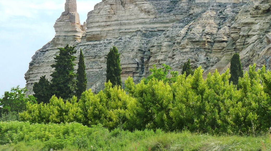 Rueda de Jalón - Carretera Épila/Rueda - Riscos con castillo de Rueda (s. IX - XII) al fondo