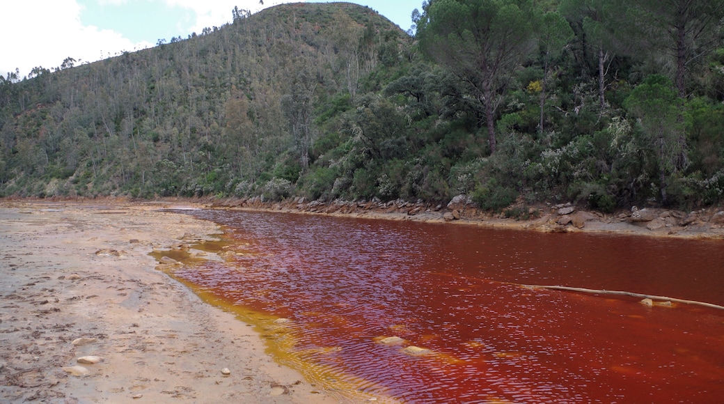 River Tinto at the touristic mining train station of Los Frailes in El Campillo. (Huelva, Spain)