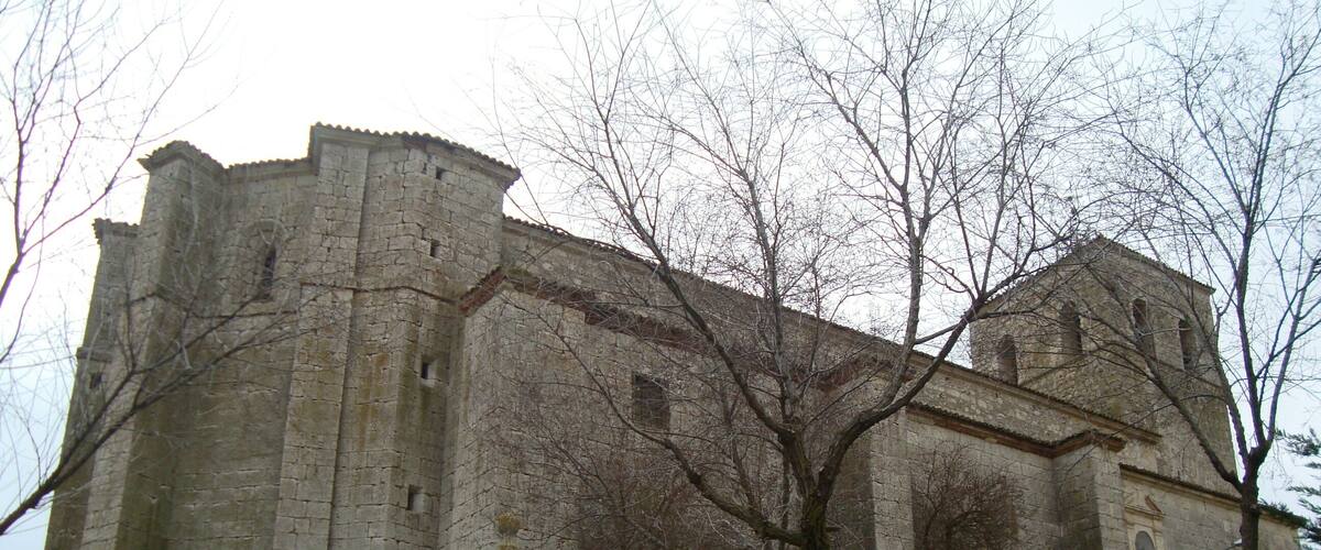 A historic stone church with a bell tower and a tree in the foreground.