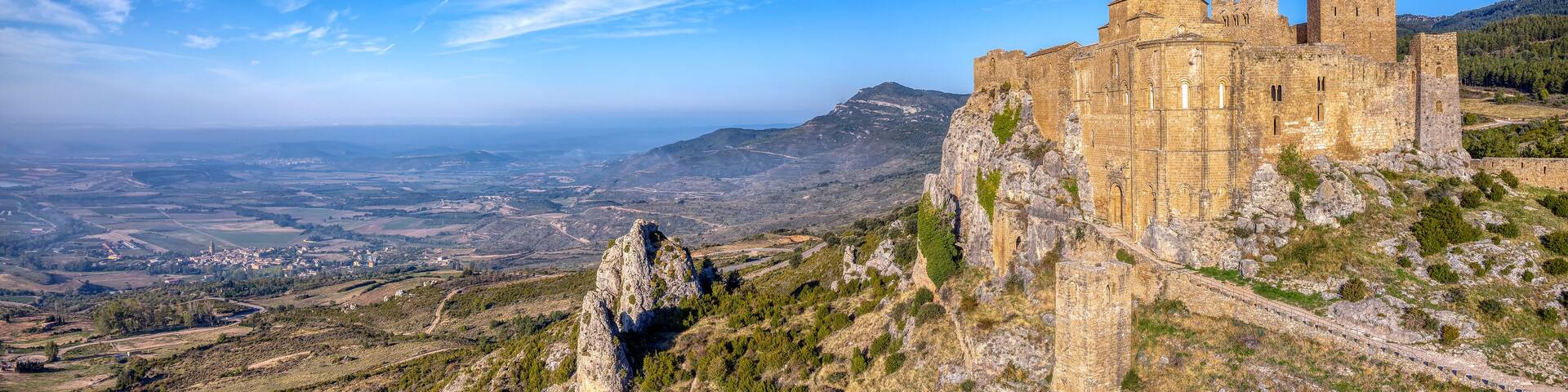 View to the Castle of Loarre, Loarre, Huesca, Aragon, Spain.