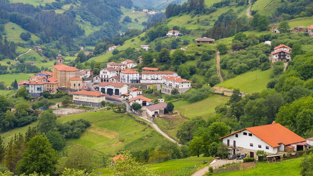 beautiful town of basque country countryside, Spain