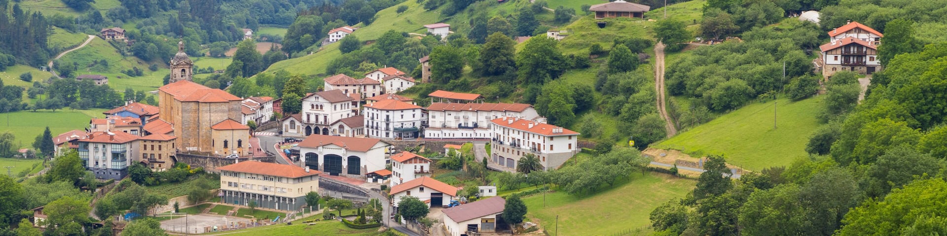 beautiful town of basque country countryside, Spain