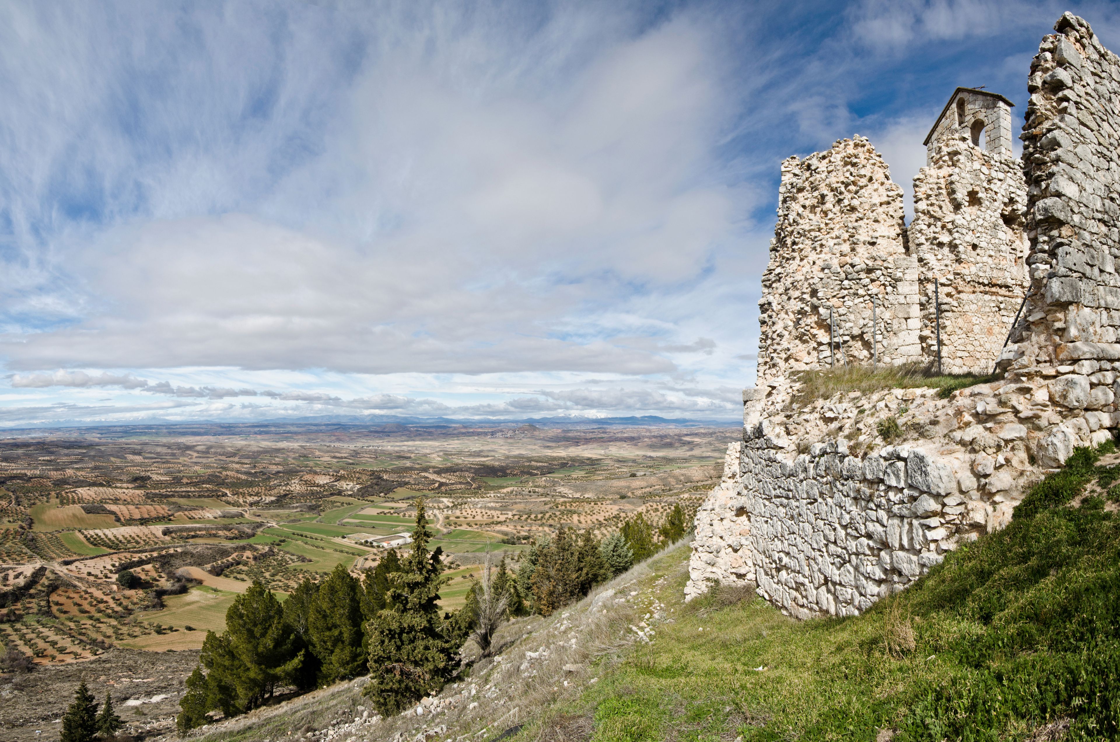 Ruins of old church and Alcarria landscape seen from Trijueque
