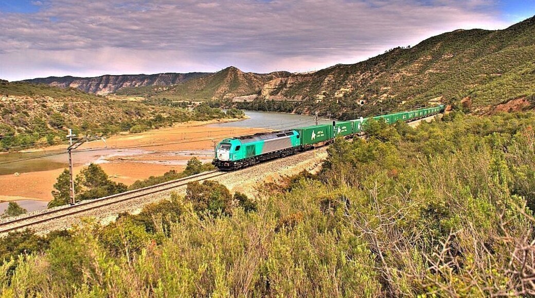 Una de les circulacions per completar el popular triplet de privades de la línia de Caspe, la 335 de ECR amb el Teco de Acotral Tarragona-Clasificación -> Madrid-Abroñigal en format HDR. Una de las circulaciones para completar el popular triplete de privadas de la linea de Caspe, la 335 de ECR con el Teco de Acotral Tarragona-Clasificación -> Madrid-Abroñigal en formato HDR.