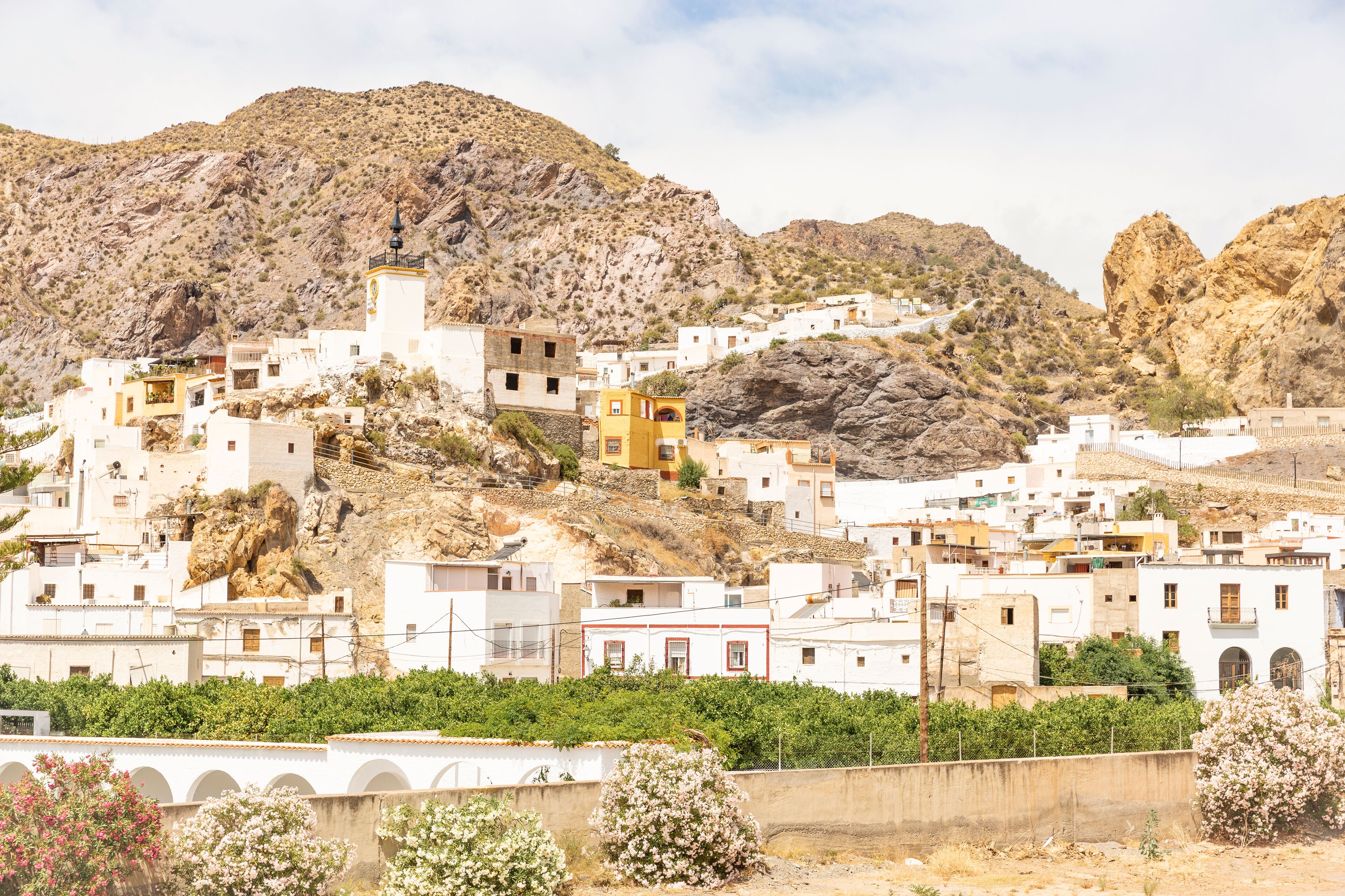 a view of Alboloduy town in the eastern Sierra Nevada, province of Almeria, Andalusia, Spain