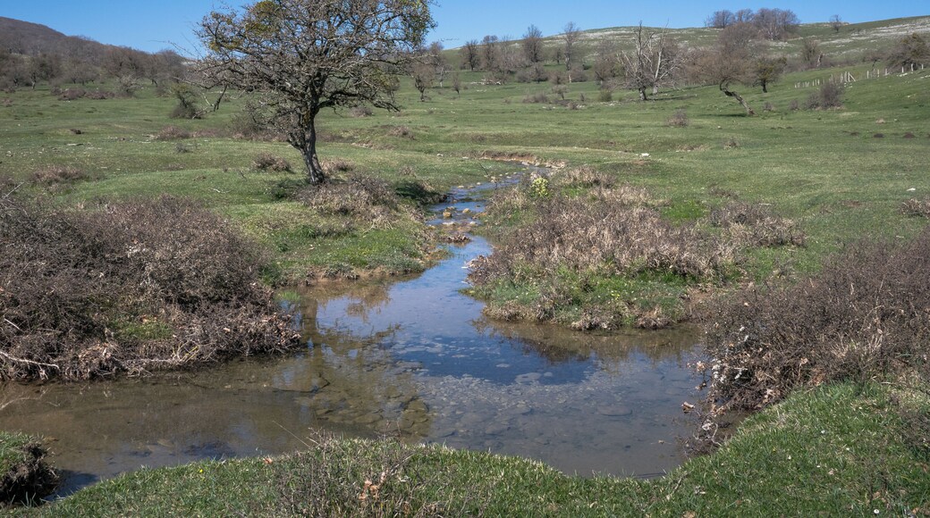 Stream at the Legaire mountain pastures. Basque Country, Spain