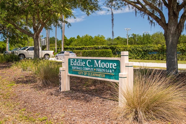 Placa para o Complexo de Softbol Eddie C. Moore em Clearwater.