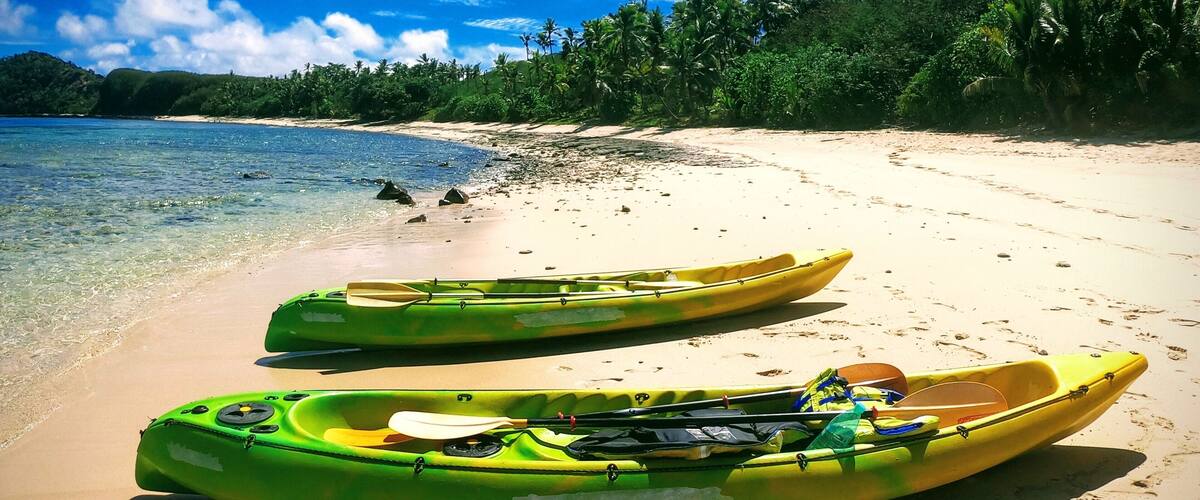Canoe to another island near Paradise Cove