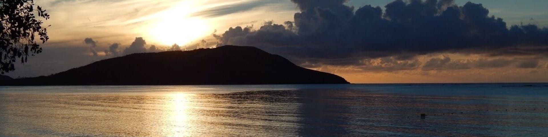 Sunset on Nacula Island, Fiji. Very few people at the Blue Lagoon Beach Resort.