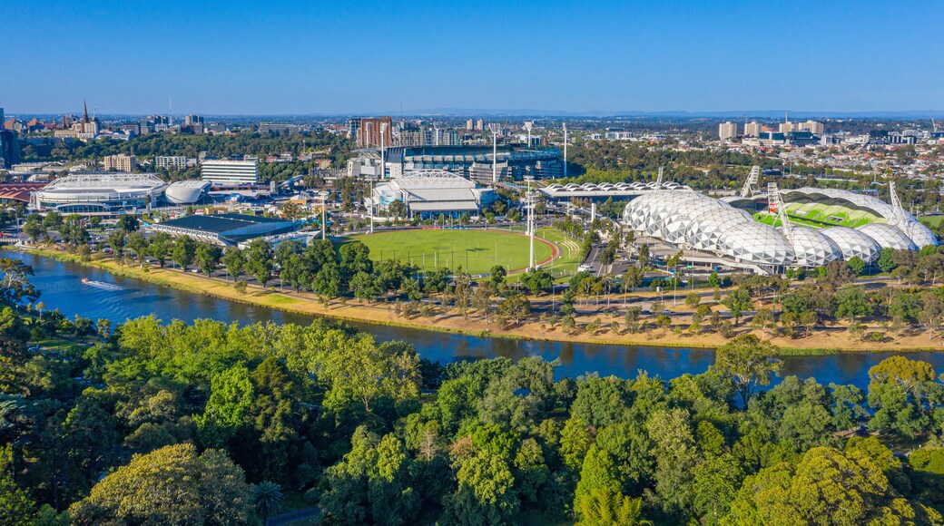 Aerial view of sport stadiums in Melbourne, Australia