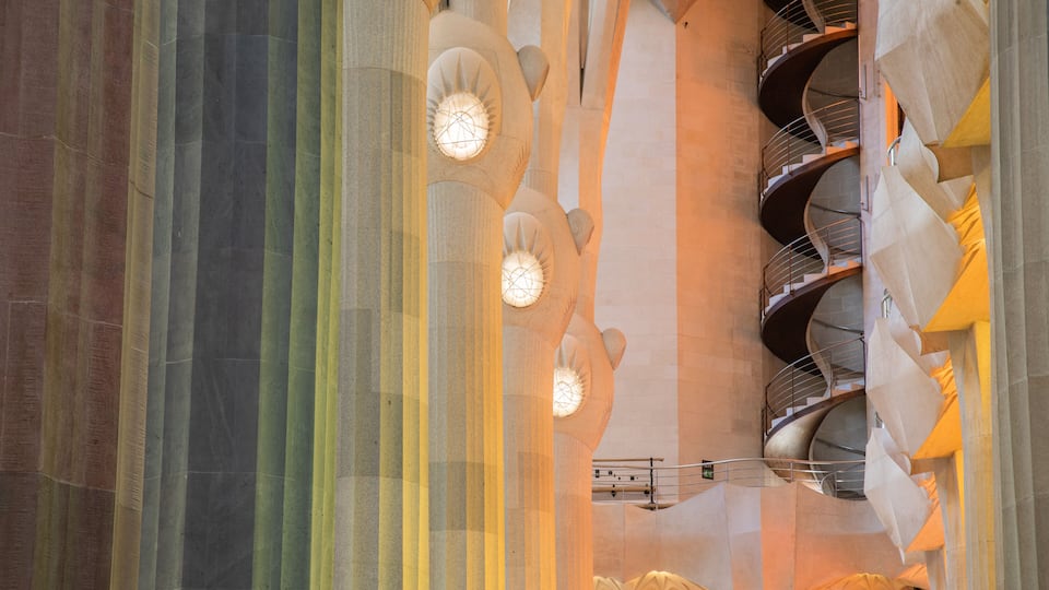 La Sagrada Familia which includes interior views and heritage elements