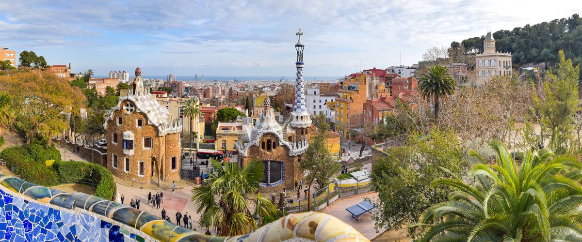 Panorama Park Güell in Barcelona / Spanien