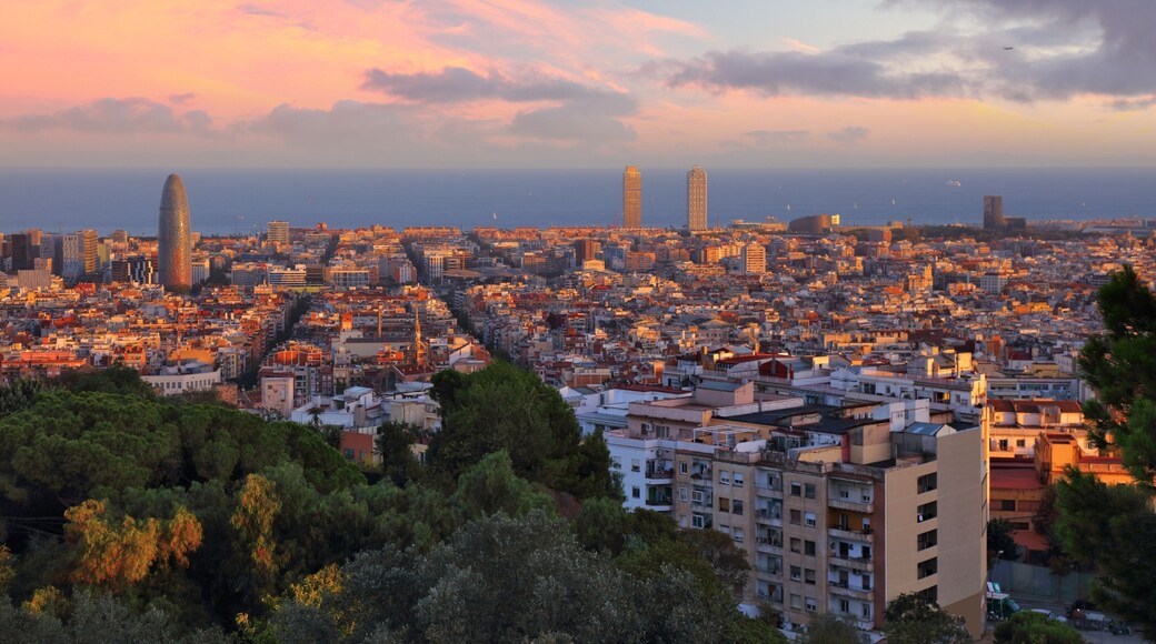Barcelona city view with Mediterranean Sea