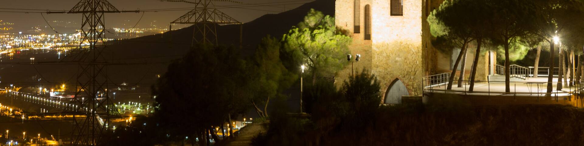 Castle of Torre Baro in evening. Barcelona