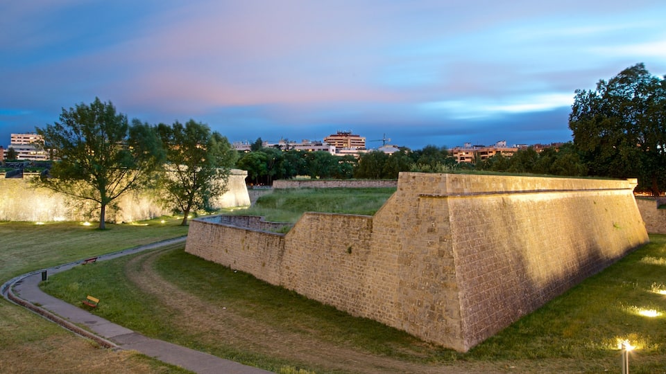 Ciudadela showing landscape views, night scenes and heritage elements