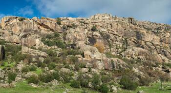 Granitic rock formations in La Pedriza, Guadarrama Mountains National Park, province of Madrid, Spain