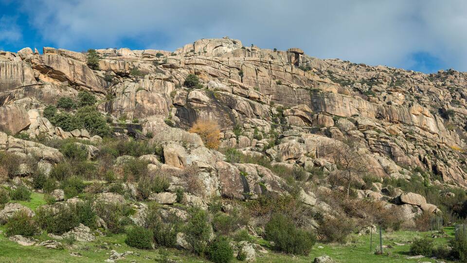 Granitic rock formations in La Pedriza, Guadarrama Mountains National Park, province of Madrid, Spain